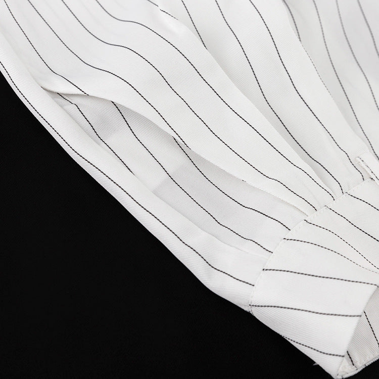 Elegant Striped Top Wide Leg Pants Office Two Piece Sets