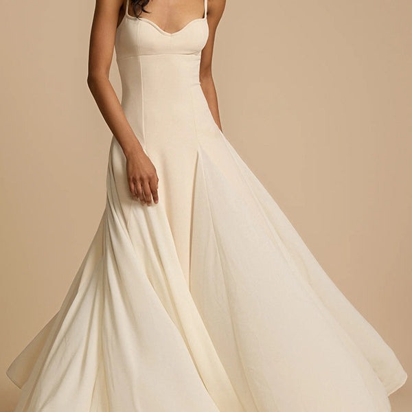 Elegant ivory casual loose large swing dress showcasing a stylish large swing design