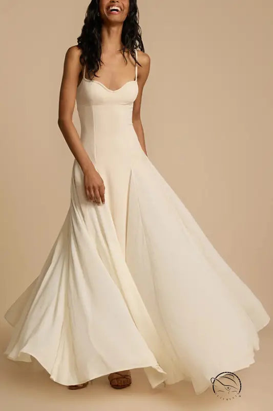 Elegant ivory casual loose large swing dress