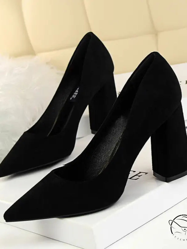 Black suede Comfy Skinny High Heels in langry fashion