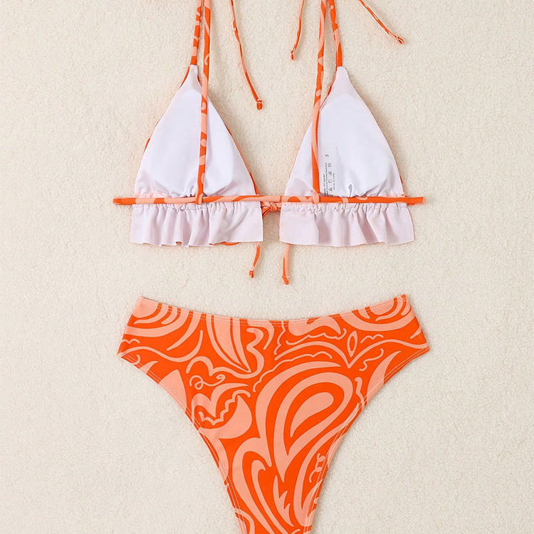 Bikini Swimsuit Printed Lace Up Spring Beach Women