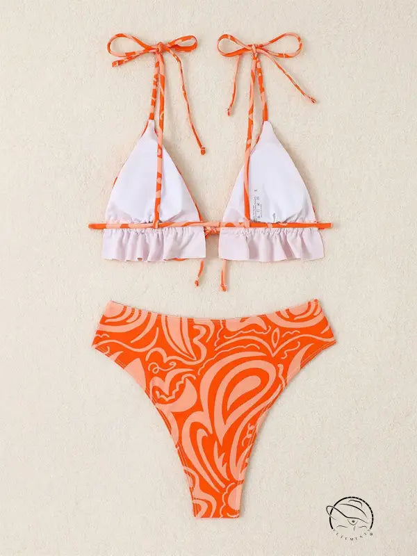 Bikini Swimsuit Printed Lace Up Spring Beach Women