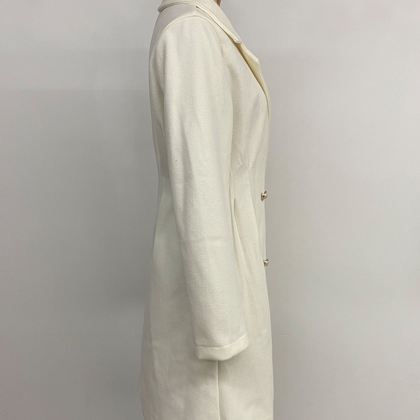 Elegant Pearl Fastener Decoration Wool Coat