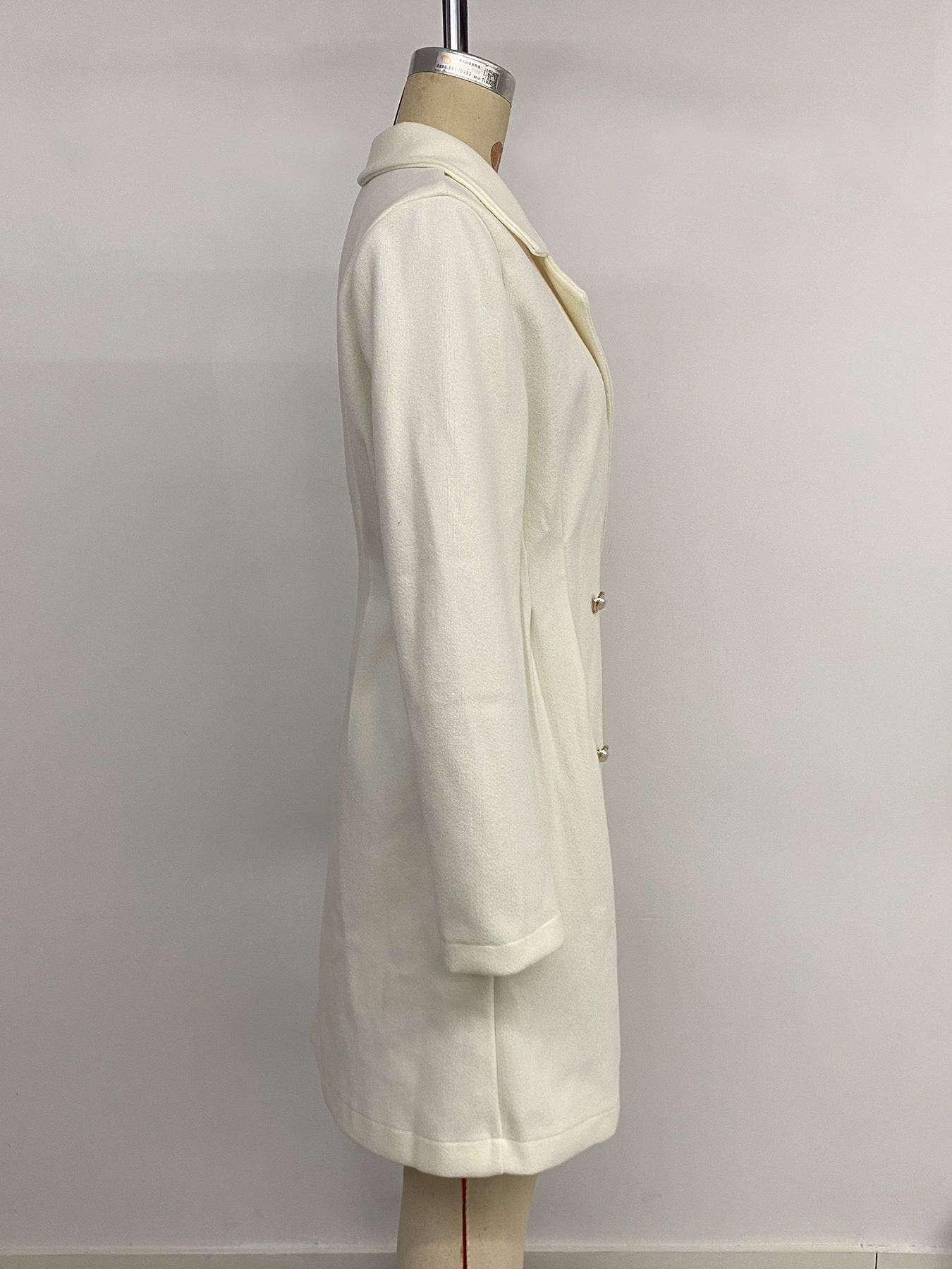 Elegant Pearl Fastener Decoration Wool Coat