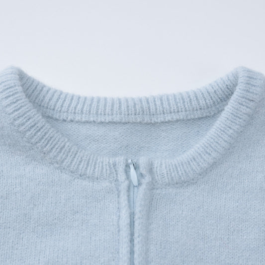 Light blue long sleeve zippered sweater from Women Clothing Winter fashion collection
