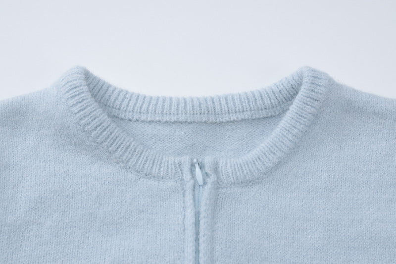 Light blue long sleeve zippered sweater from Women Clothing Winter fashion collection