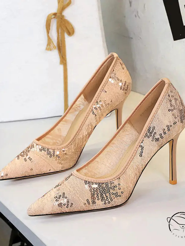 Shallow Mouth Sequin Fashionable Elegant High Heel