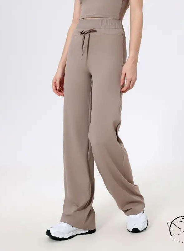 Taupe langry fashion loose quick-drying trousers with drawstring waist