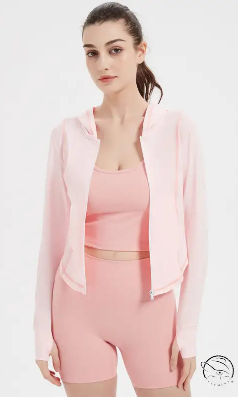 Sports Jacket Women High Elastic Hooded Quick Drying Top Violently Sweat Running Training Yoga Clothes Coat