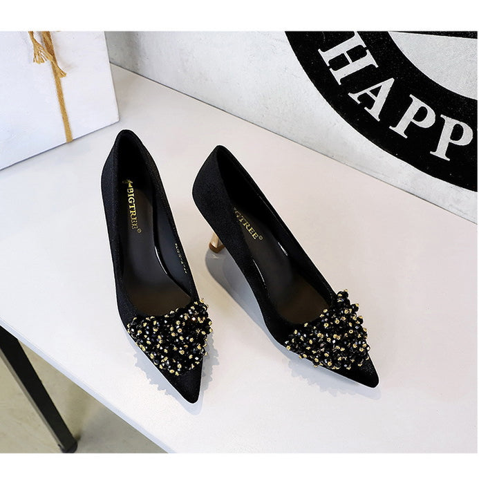 Metal Floral Comfortable High Heel