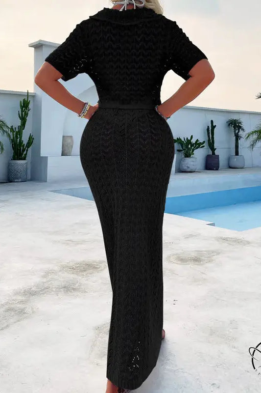 Fitted black maxi dress in attractive shirt and maxi skirt sets