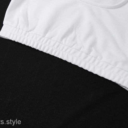 White crop top from TRENDY TANK TOP SET, part of a trendy two piece set with ankle tied lace detail