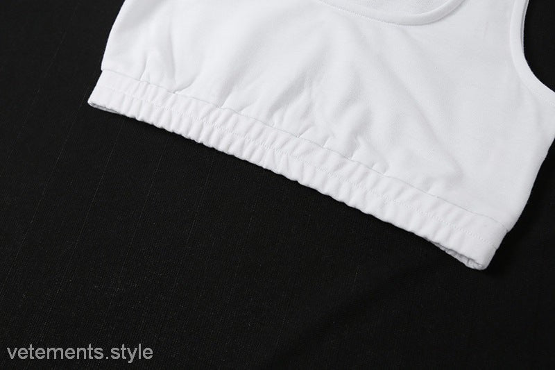 White crop top from TRENDY TANK TOP SET, part of a trendy two piece set with ankle tied lace detail