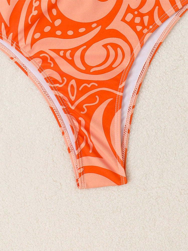 Bikini Swimsuit Printed Lace Up Spring Beach Women