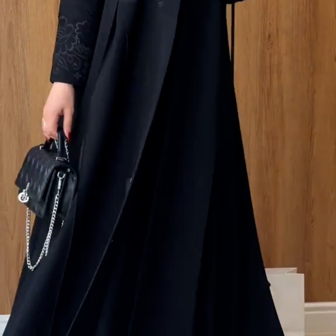 Graceful Embroidery Mid Length Robe Trench Coat