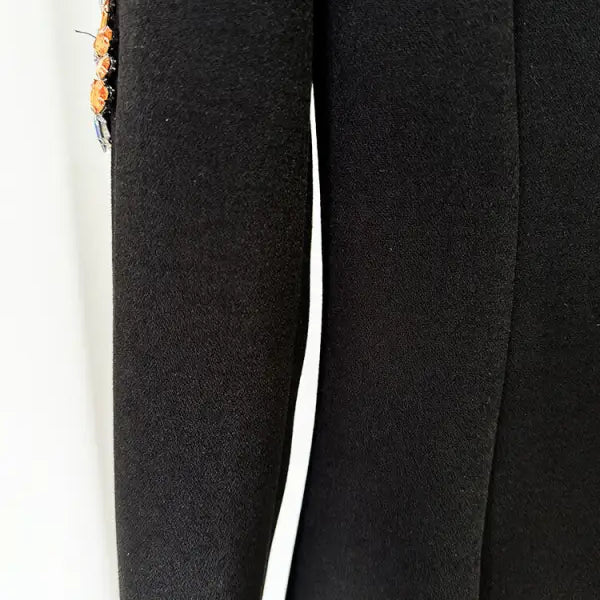 Autumn Winter Star Heavy Industry Beads Diamond Embedded Long Sleeve Mid Length Dress