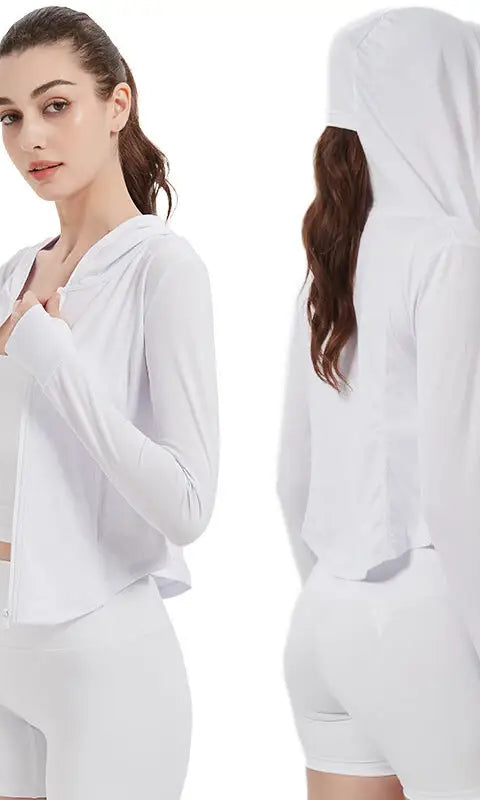 Sports Jacket Women High Elastic Hooded Quick Drying Top Violently Sweat Running Training Yoga Clothes Coat