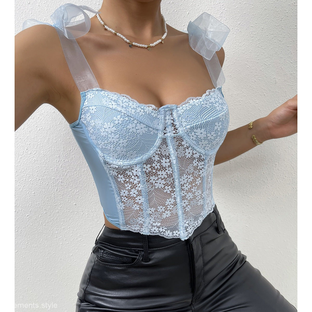 Light blue lace corset top from SKY BLUE BONING COSET, ideal for stylish outfits