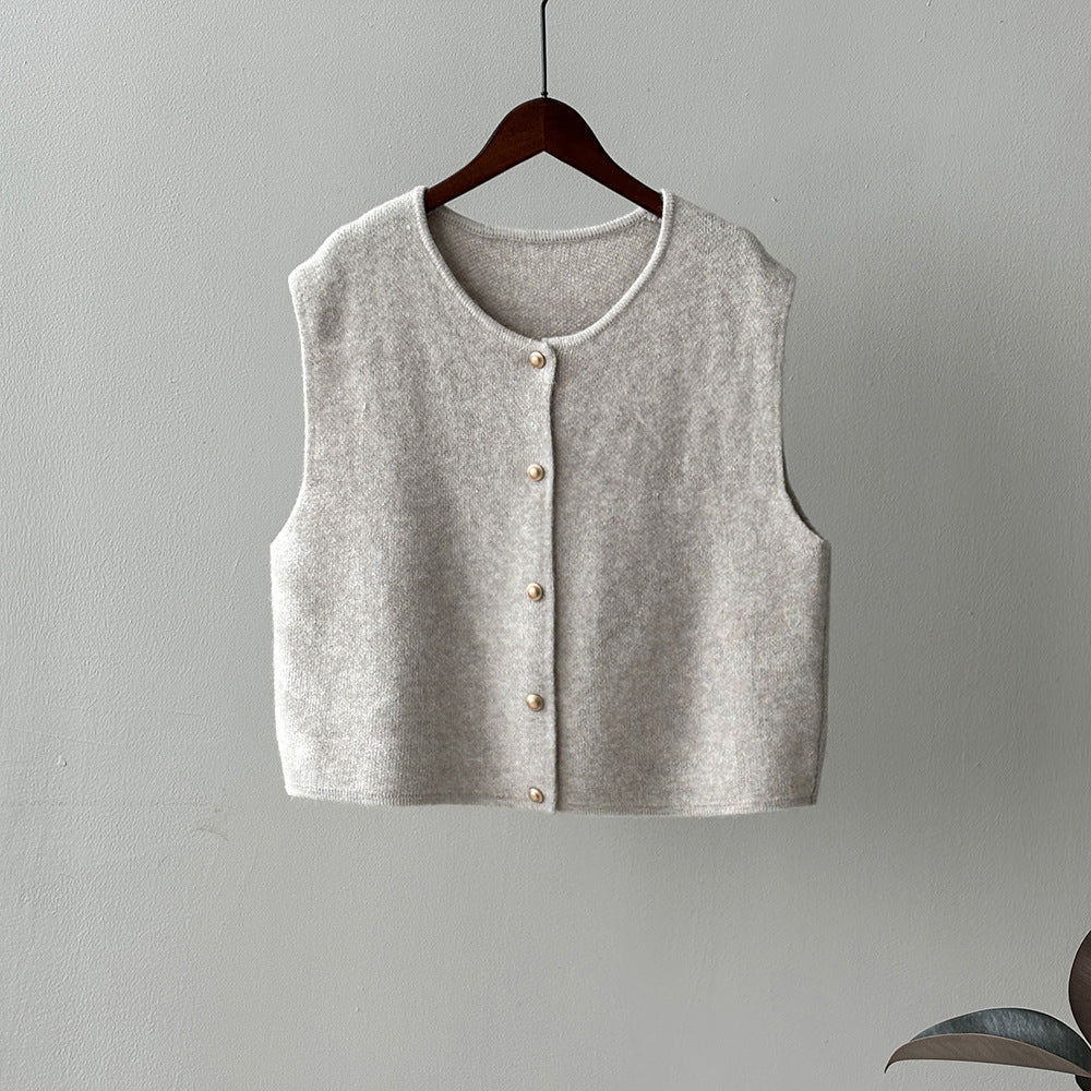 Gray button-up sweater vest from Gentle Knitted Vest, a stylish garment for langry fashion and ملابس