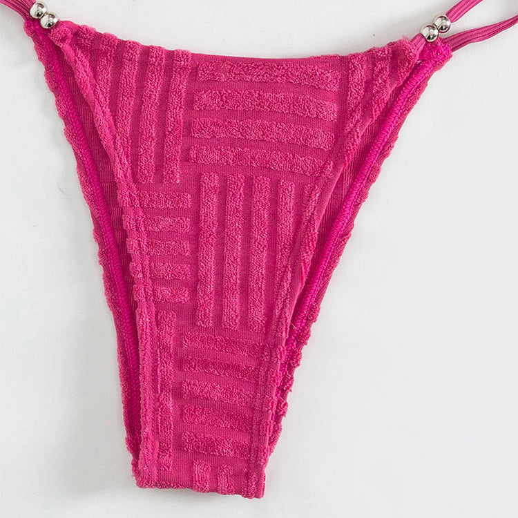 Fuchsia textured bikini bottom from Beach Beauty Bikini solid color backless high waist collection