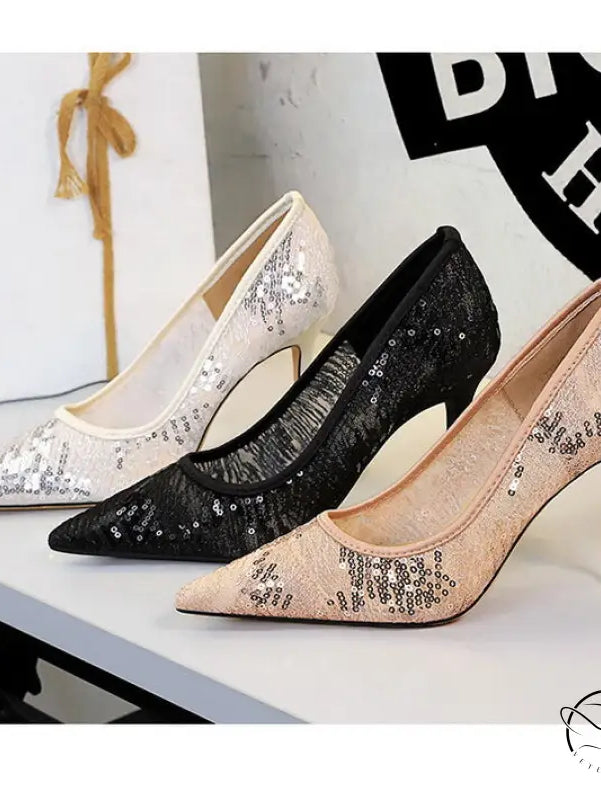 Shallow Mouth Sequin Fashionable Elegant High Heel