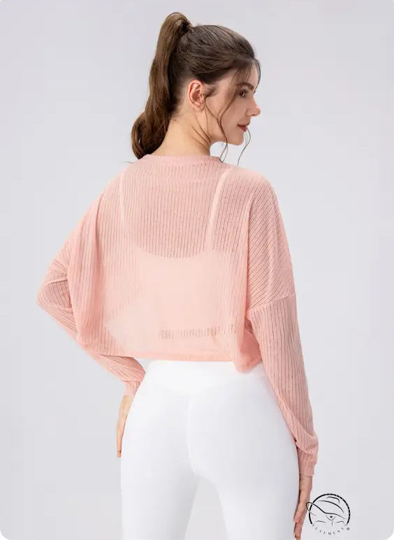 Women Yoga Blouse Long Sleeve Lightweight Breathable Workout Top Loose Outdoor Running Casual Sports