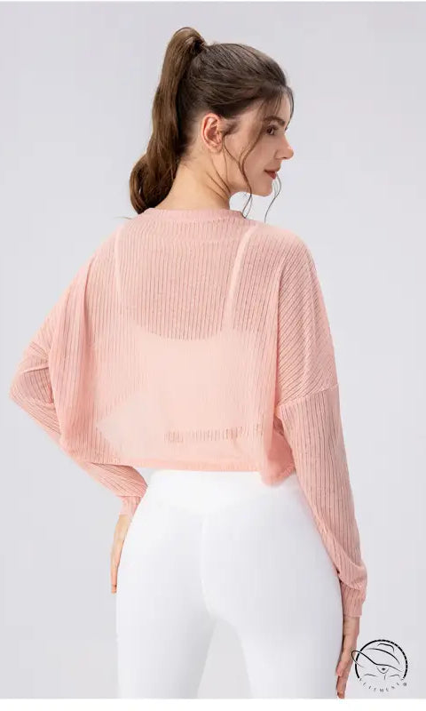 Women Yoga Blouse Long Sleeve Lightweight Breathable Workout Top Loose Outdoor Running Casual Sports