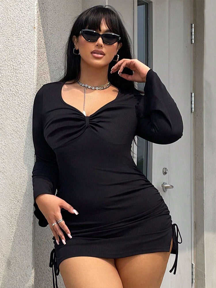 Elegant slim fit long sleeve mini dress showcasing stylish long sleeve fashion for women