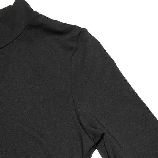 Black long-sleeved turtleneck shirt with a subtle textured fabric.