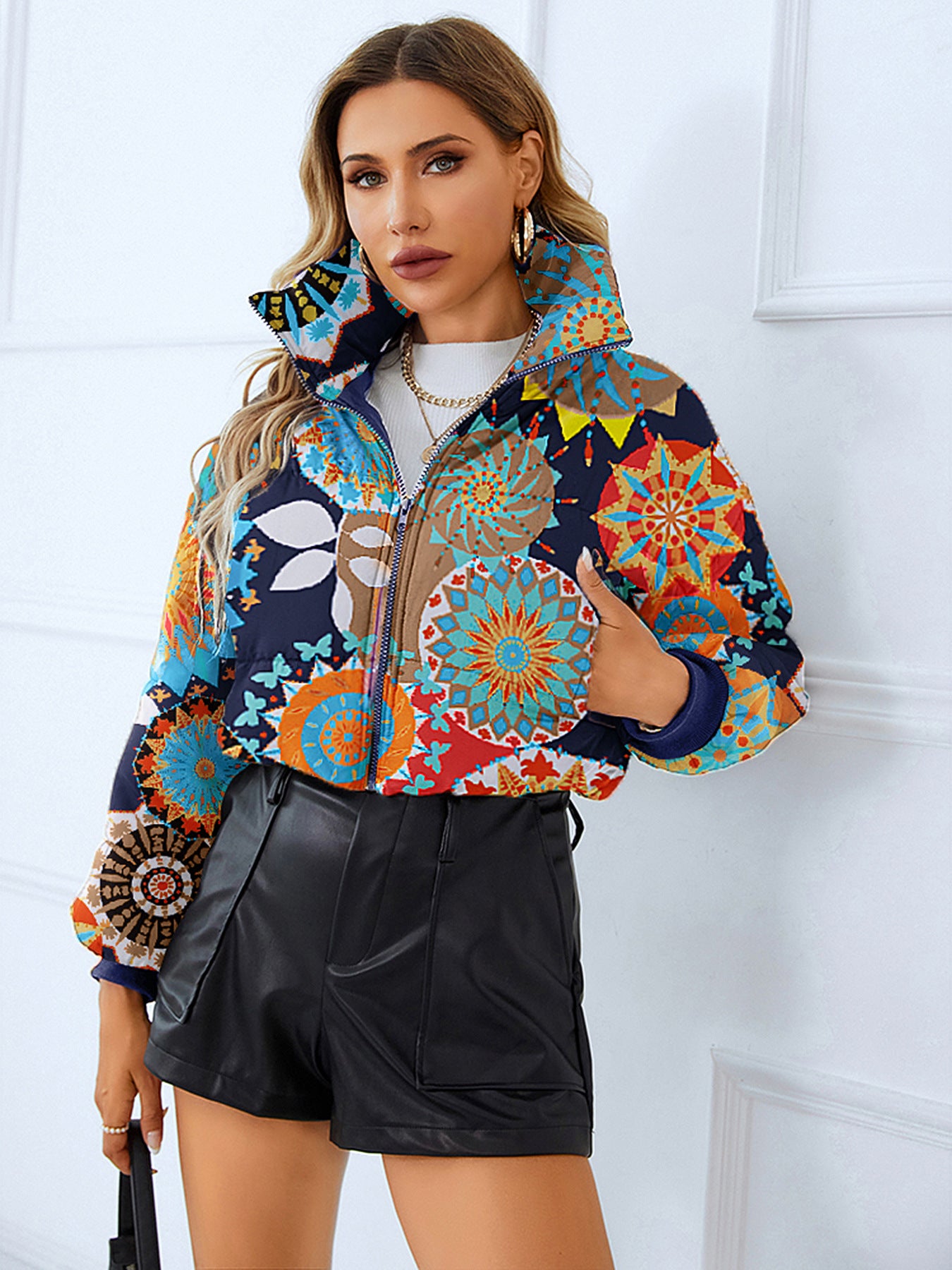 Colorful patterned bomber jacket from Elegant Thermal Cotton Padded Coat in fashion ملابس