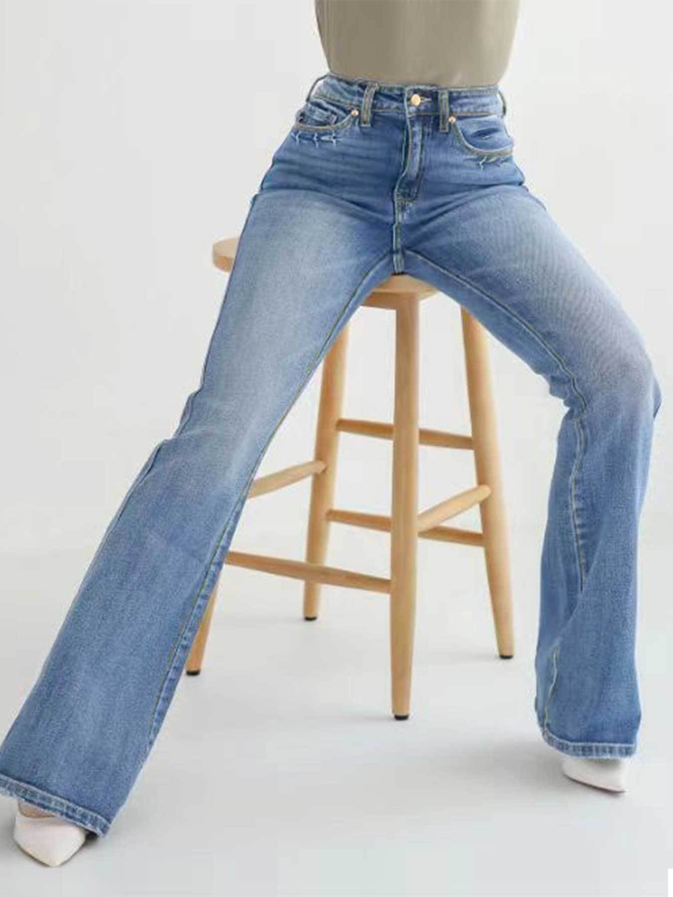 Slim Stretch High Waisted Cut Pants Jeans
