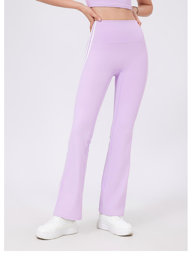 High Waist Yoga Pants Running Sports Peach Hip Raise Fitness Nude Feel Stretch Flared