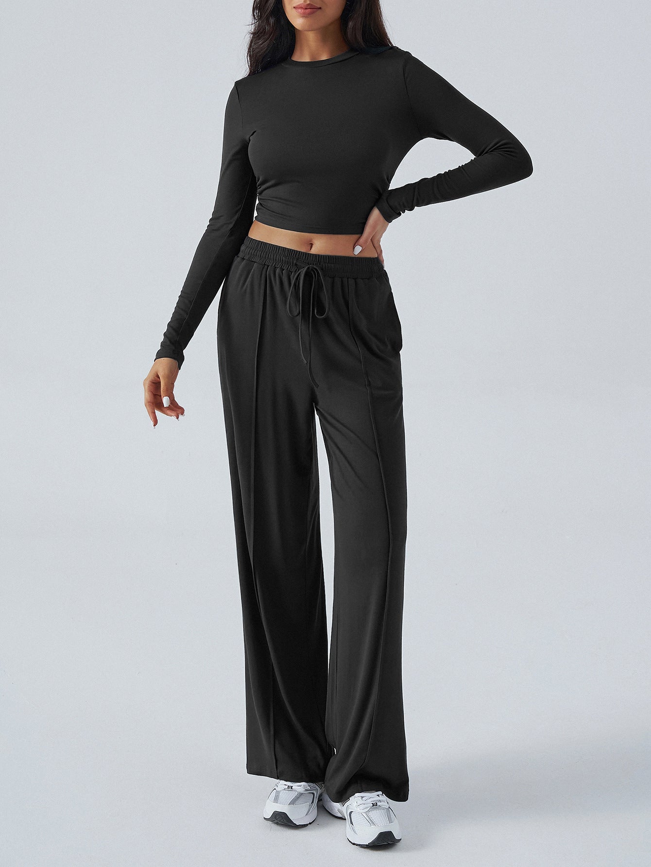 Winter Waist Tight Wide Leg Casual Pants