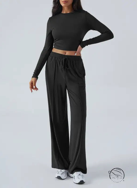 Winter Waist Tight Wide Leg Casual Pants