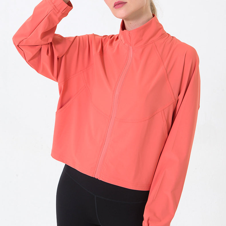 Autumn Winter Zip Up Shirt Women Girllulu Sports Top Stand Collar Loose Breathable Fitness Clothes Coat