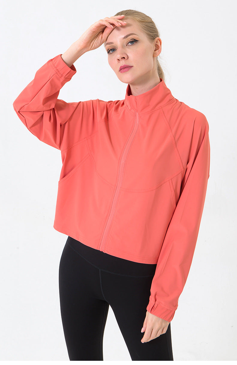 Autumn Winter Zip Up Shirt Women Girllulu Sports Top Stand Collar Loose Breathable Fitness Clothes Coat