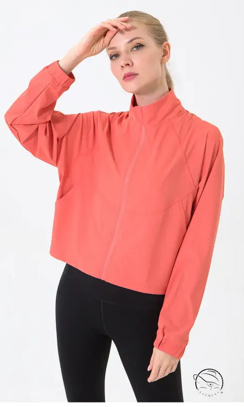 Autumn Winter Zip Up Shirt Women Girllulu Sports Top Stand Collar Loose Breathable Fitness Clothes Coat