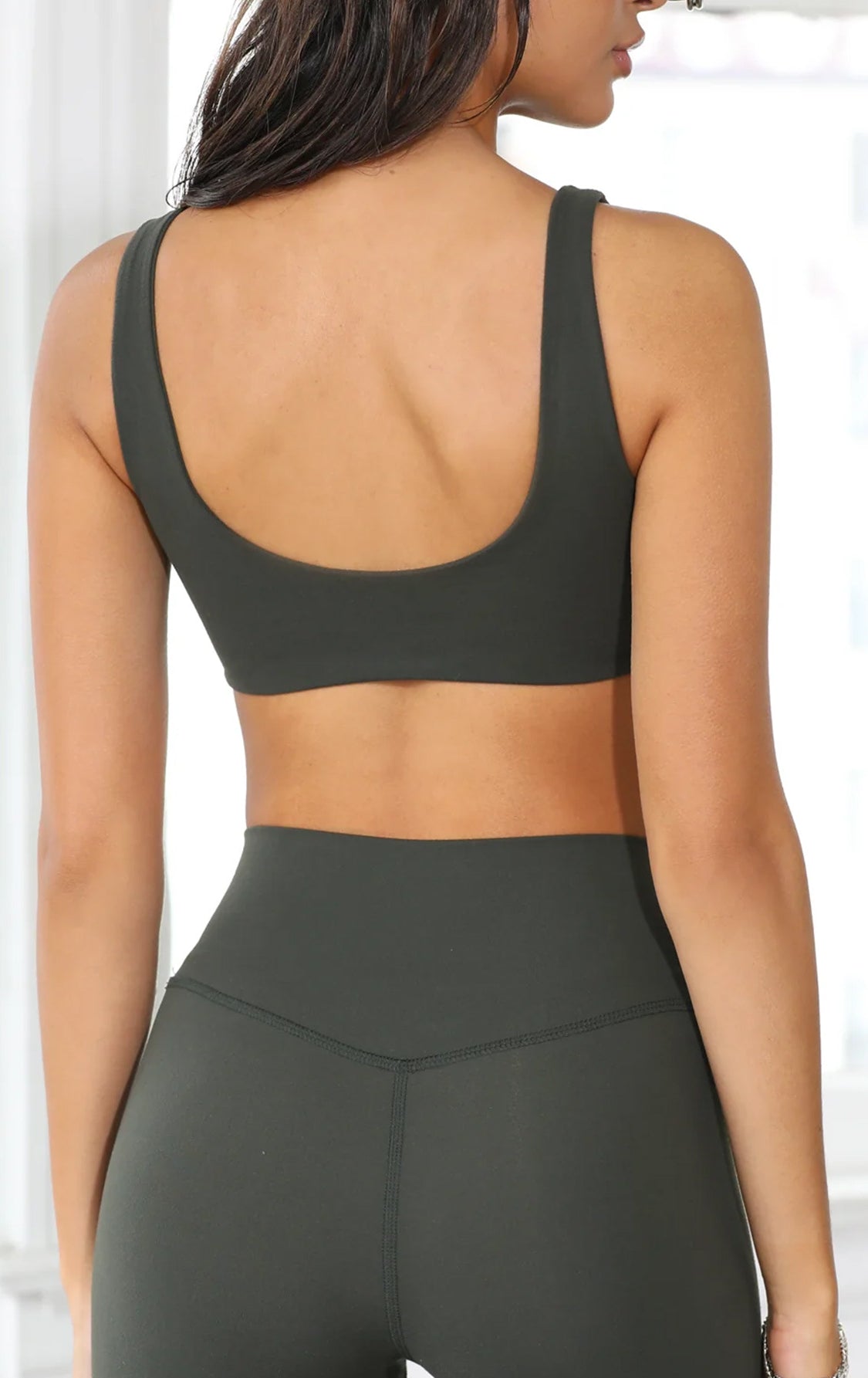 Langry dark gray seamless sports bra with yoga straps vest design