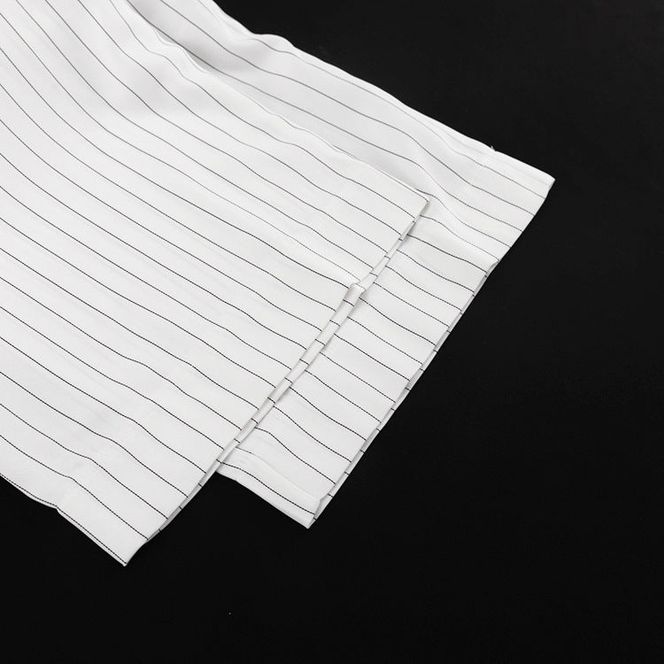 Elegant Striped Top Wide Leg Pants Office Two Piece Sets