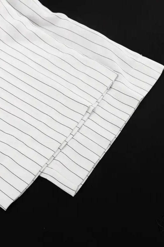 Elegant Striped Top Wide Leg Pants Office Two Piece Sets