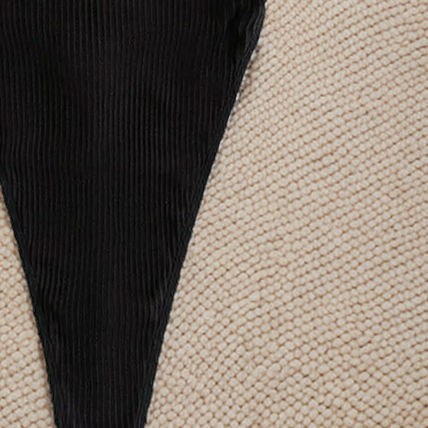 Black ribbed fabric sleeve enhances the Attractive One Piece Bikini for stylish fashion ملابس