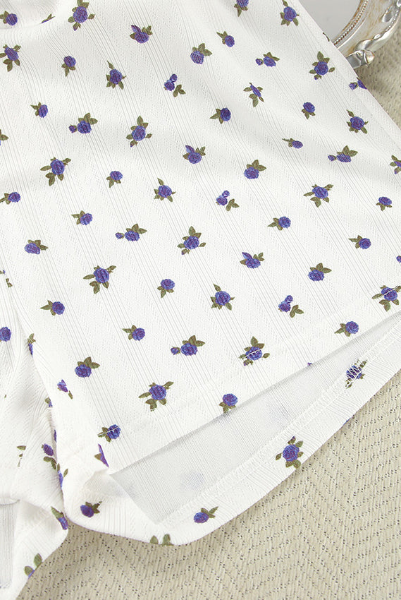 White floral shorts from White Knitted Jacquard Printed Pajamas for elegant fashion and ملابس style