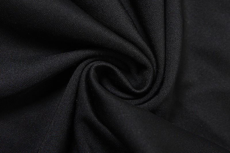 Wrinkled black fabric detail of fashion Halter Lace Up Bare Back Jumpsuit, ملابس