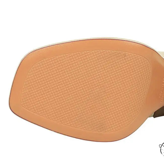 Fashionable langry super high heel tan leather sandal with floral heel design