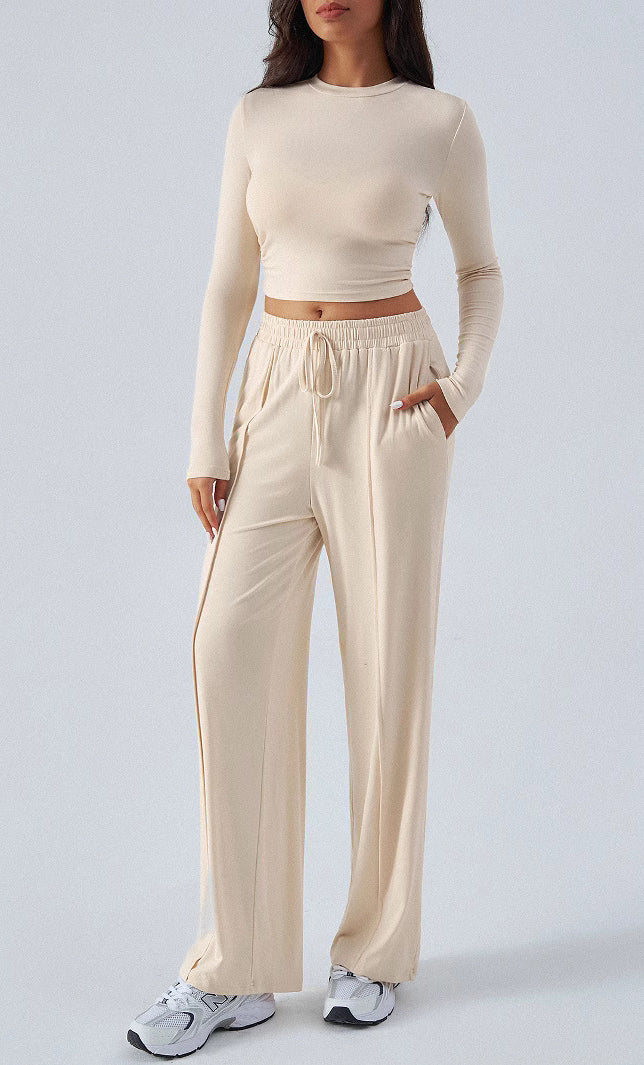 Winter Waist Tight Wide Leg Casual Pants