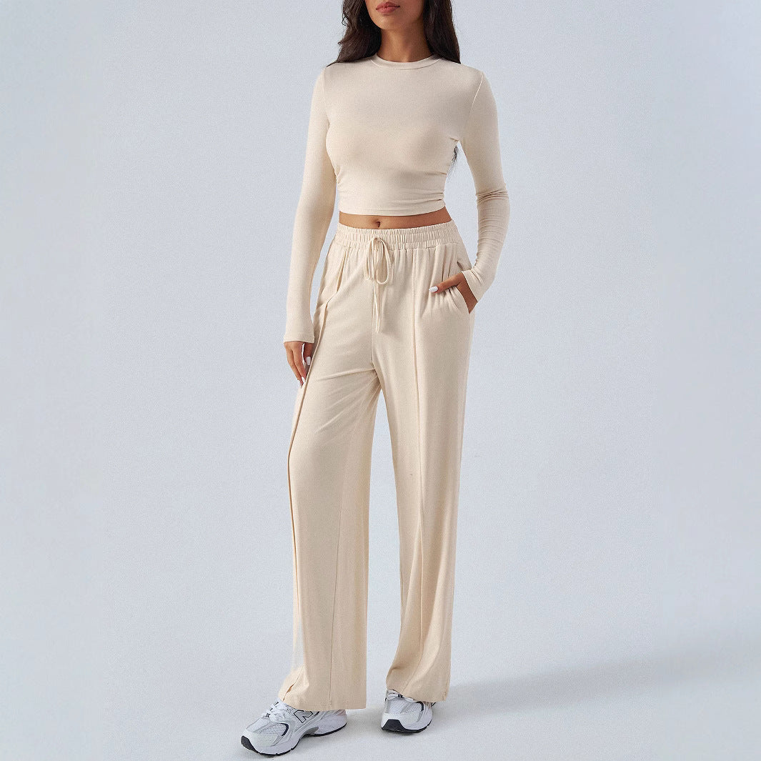 Winter Waist Tight Wide Leg Casual Pants