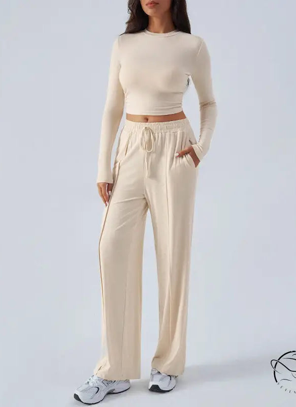 Winter Waist Tight Wide Leg Casual Pants