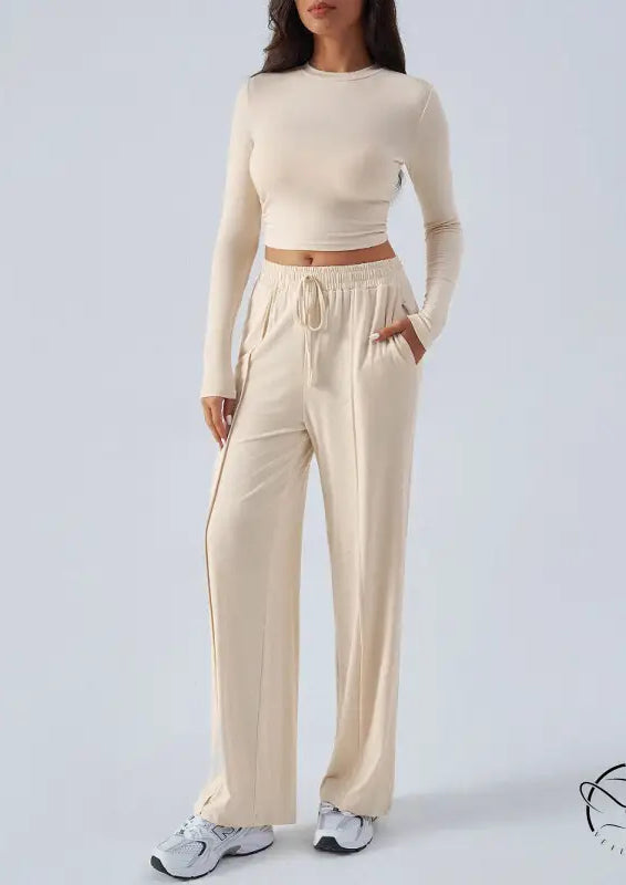 Winter Waist Tight Wide Leg Casual Pants