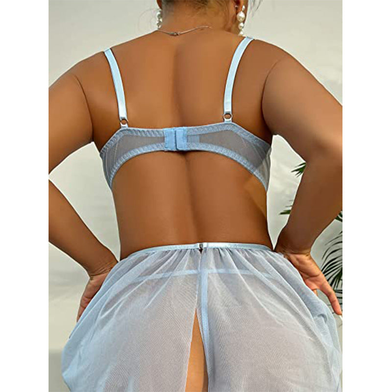 Cute Embroidered Suspender Lingerie Set