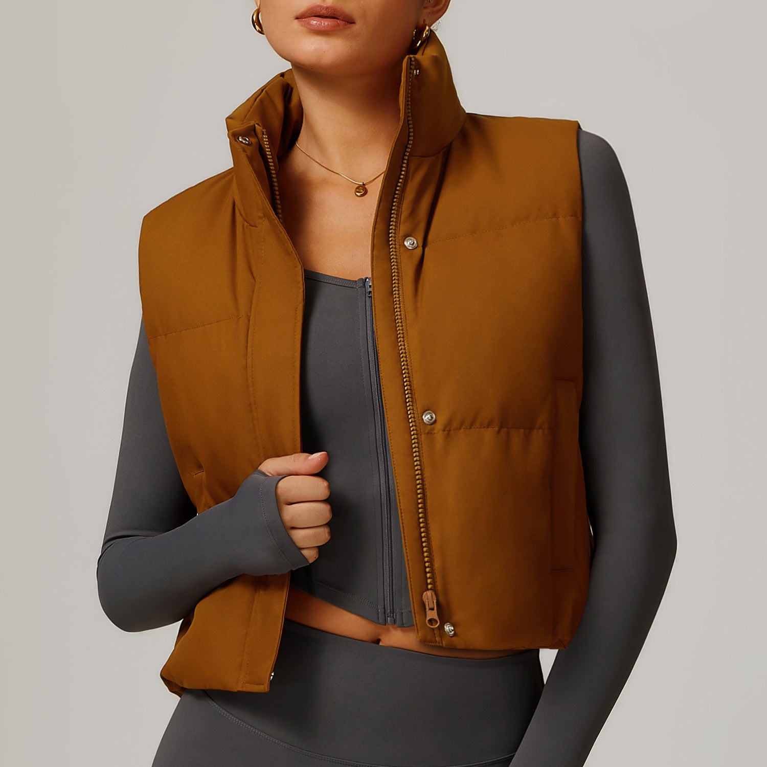 Brown puffer vest from Winter Fashionable Warm Vest Coat, perfect for stylish ملابس